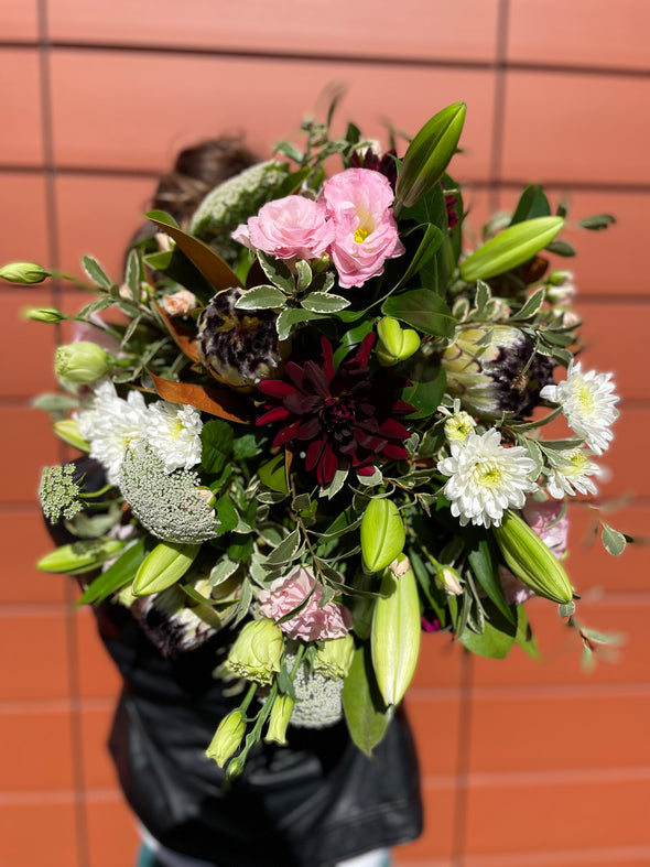 Mothers Day Flowers -  Big Bloom Bouquet Jewel Tones